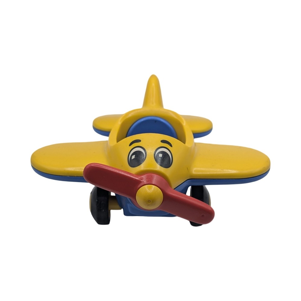 Vintage Playmobil 1992 Geobra Yellow Airplane Plane Toy Red Propeller